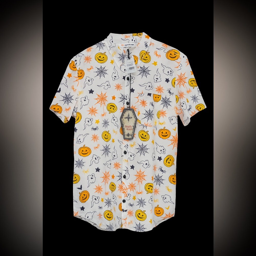 Men's Halloween Ghost and Pumpkin Print Shirt